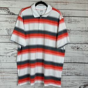 Mens Adidas Golf Pure Motion Grey White Stripe SS Performance Polo Active 2XL